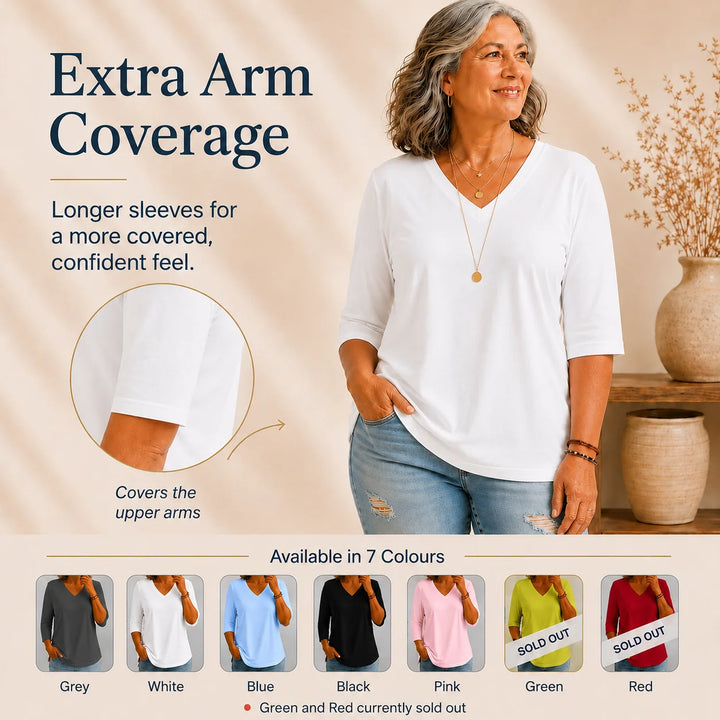 Veronica |  Comfort Coverage Tee V-neck (S - 2XL)
