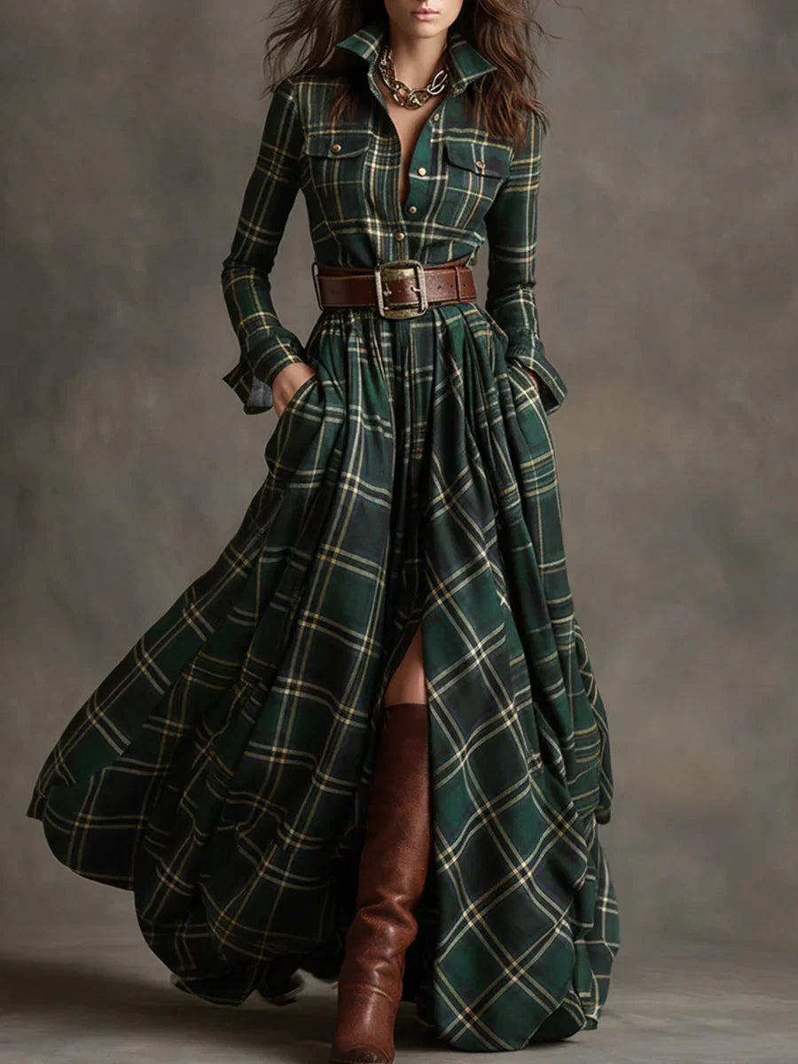 Beatriz | Retro Checkered Maxi Dress