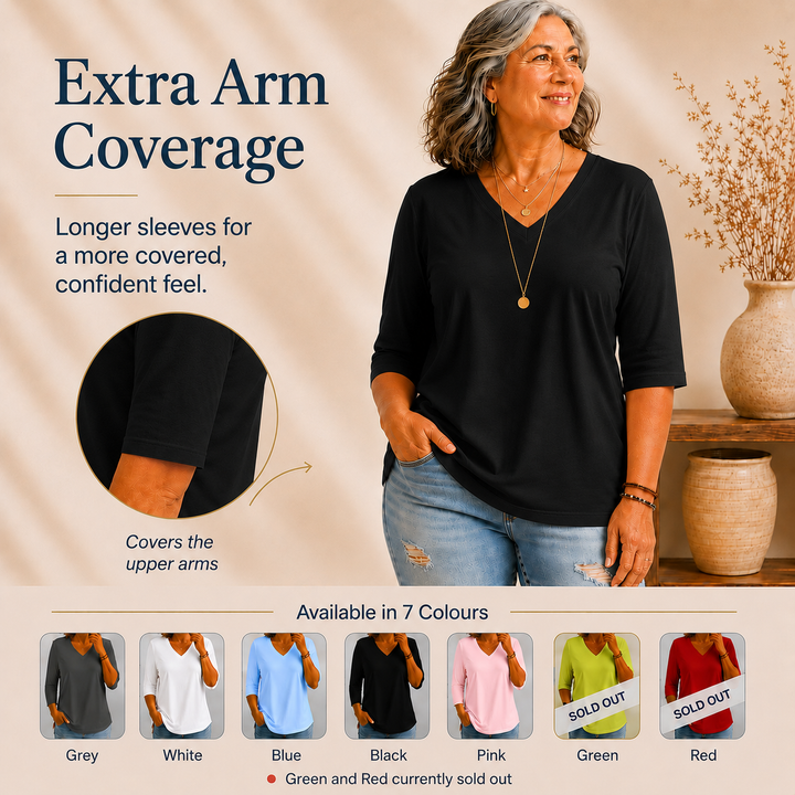 Veronica |  Comfort Coverage Tee V-neck (S - 2XL)