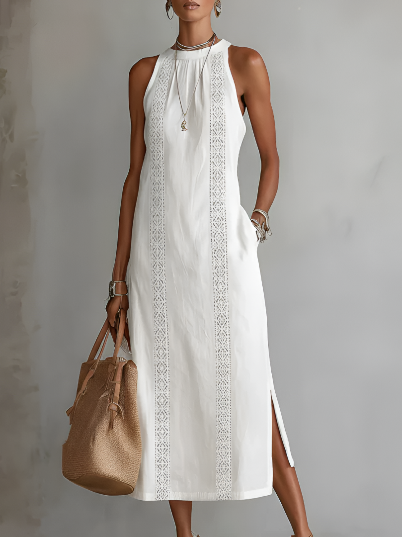 JIMENA | Linen-Texture Midi Dress